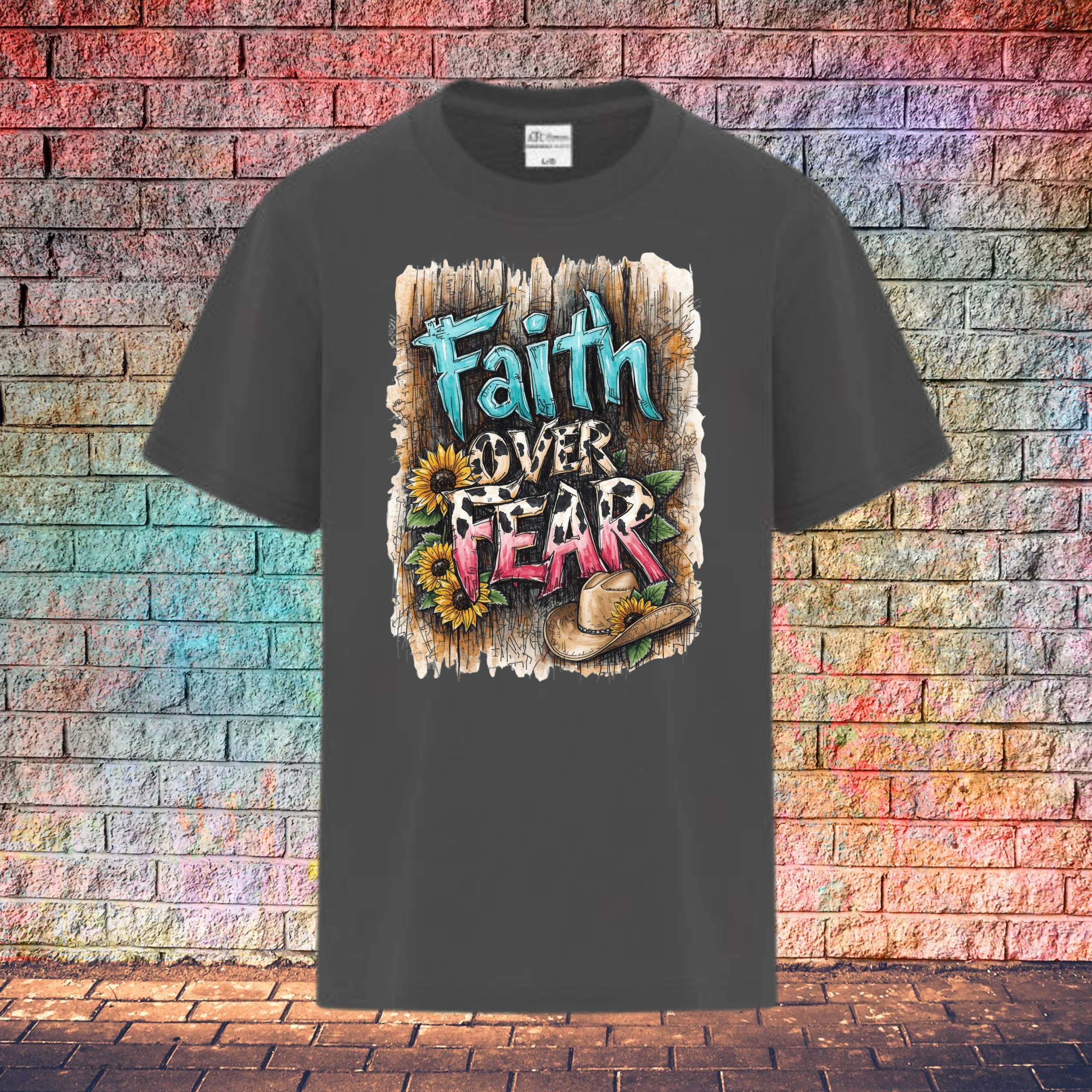 Faith Over Fear / Barn Wood Background - Youth T-Shirt