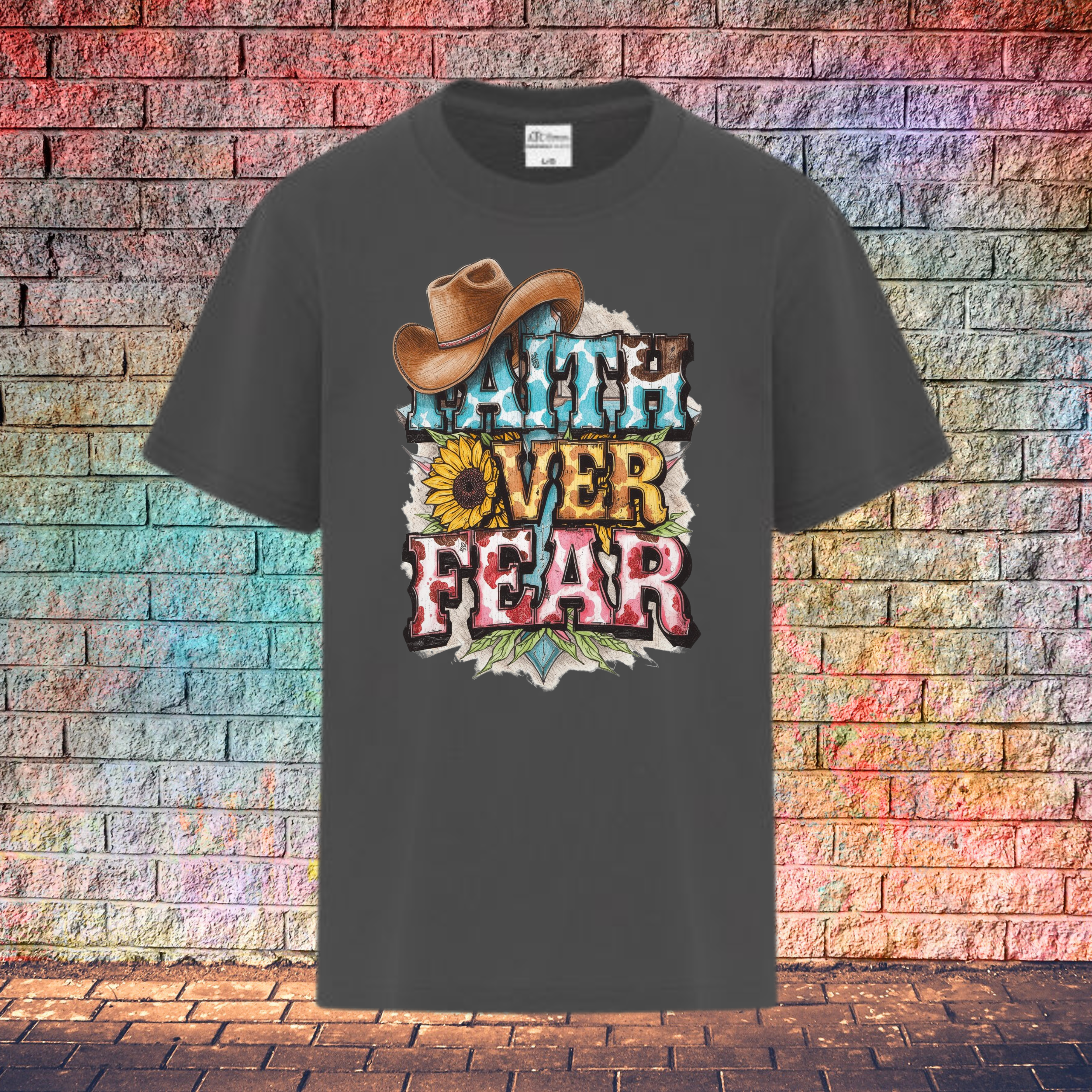 Faith Over Fear / Cowboy Hat Top Left - Youth T-Shirt