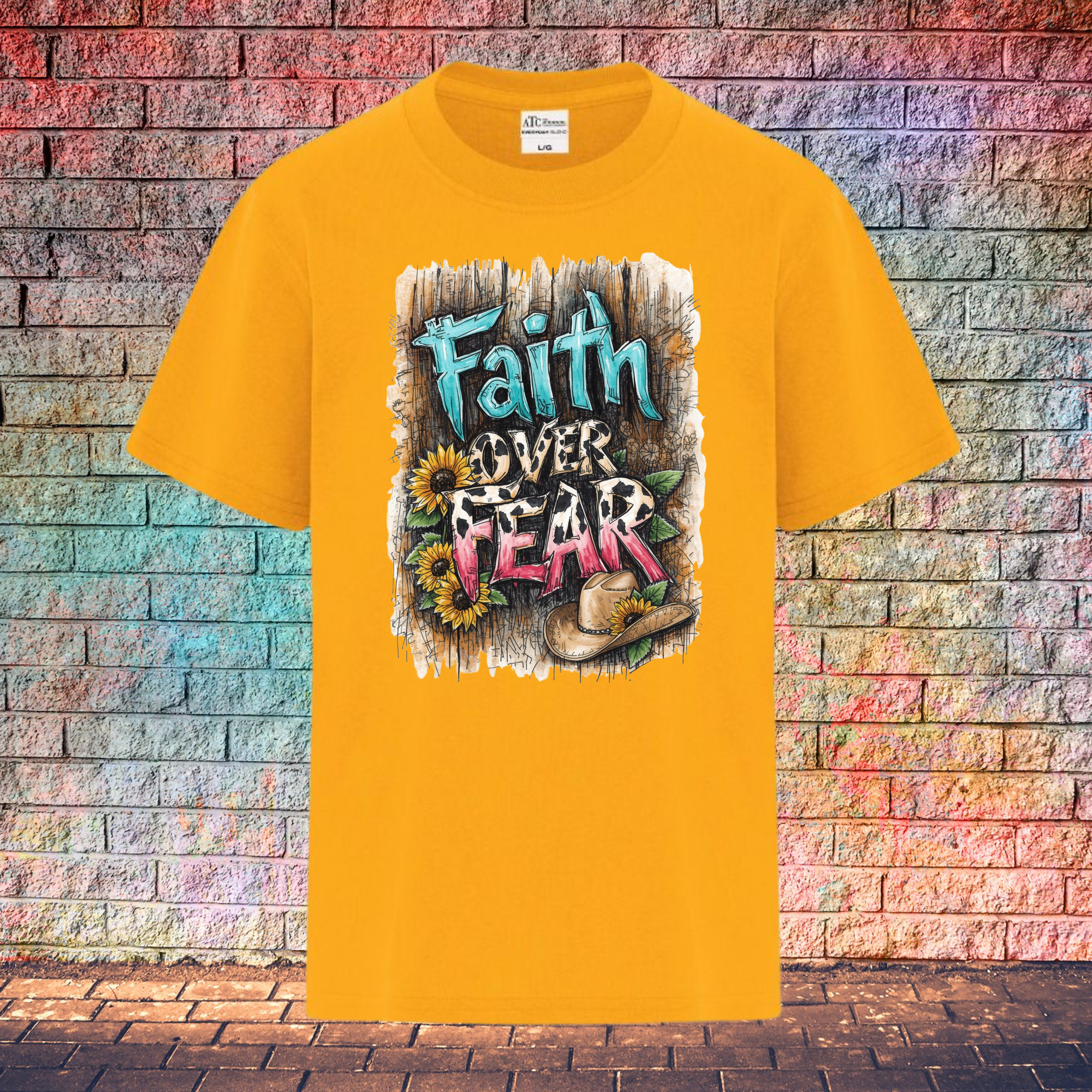 Faith Over Fear / Barn Wood Background - Youth T-Shirt