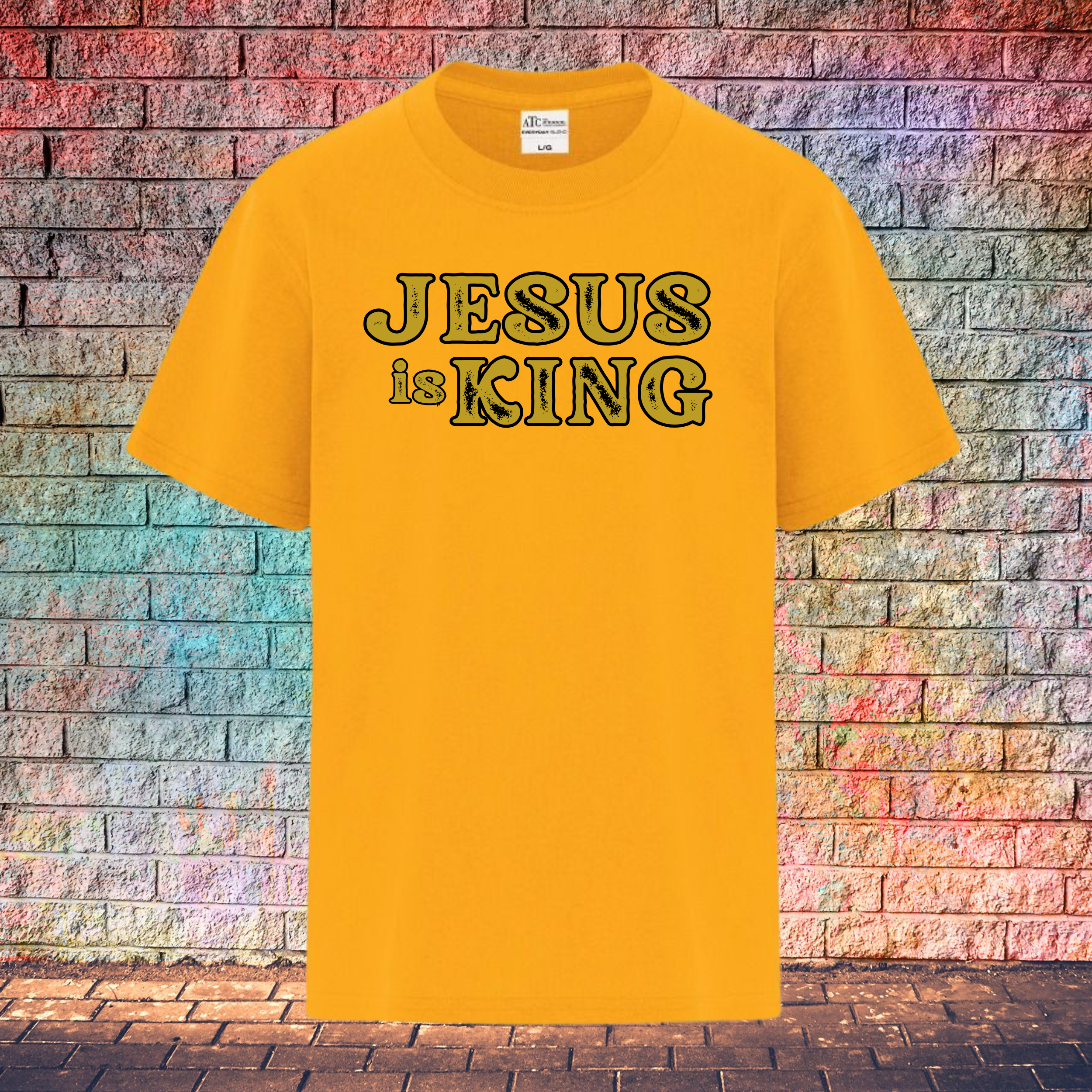 Jesus Is King / Rustic Gold Letters - Youth T-Shirt