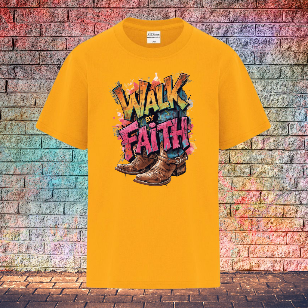 Walk By Faith / 2 Boots - Youth T-Shirt