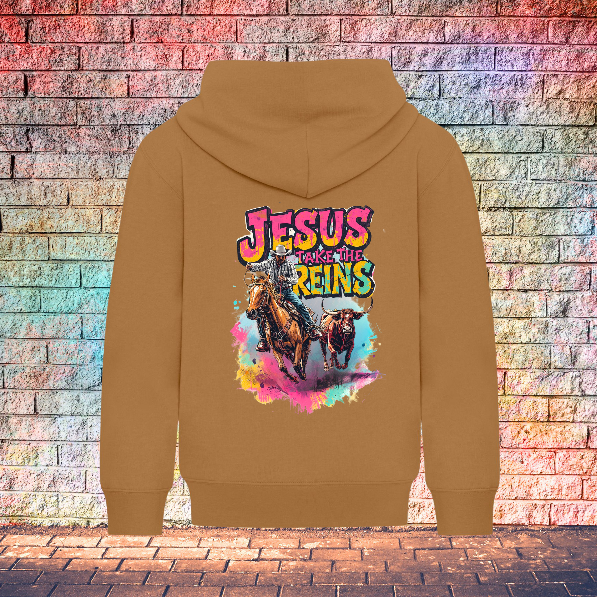 Jesus Take The Reins / Cowboy and Bull - Youth Hoodie