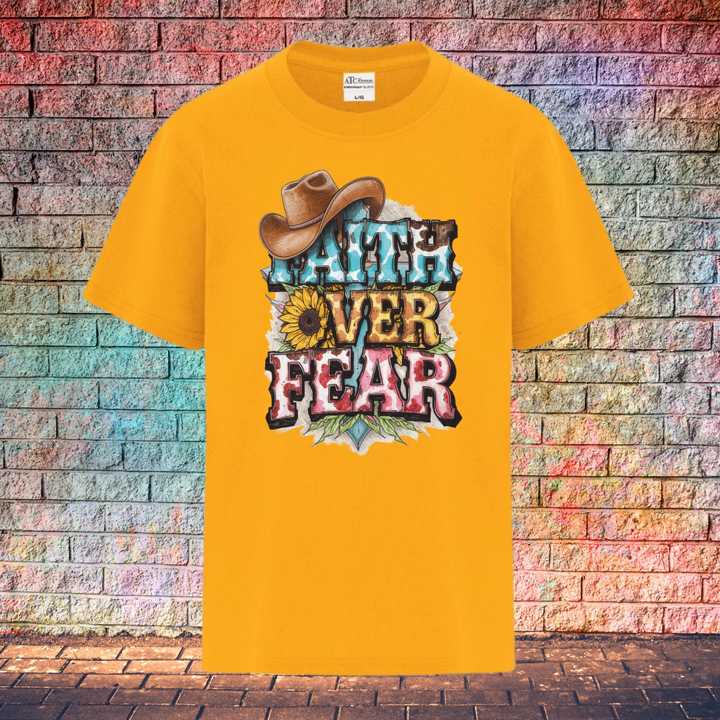 Faith Over Fear / Cowboy Hat Top Left - Youth T-Shirt
