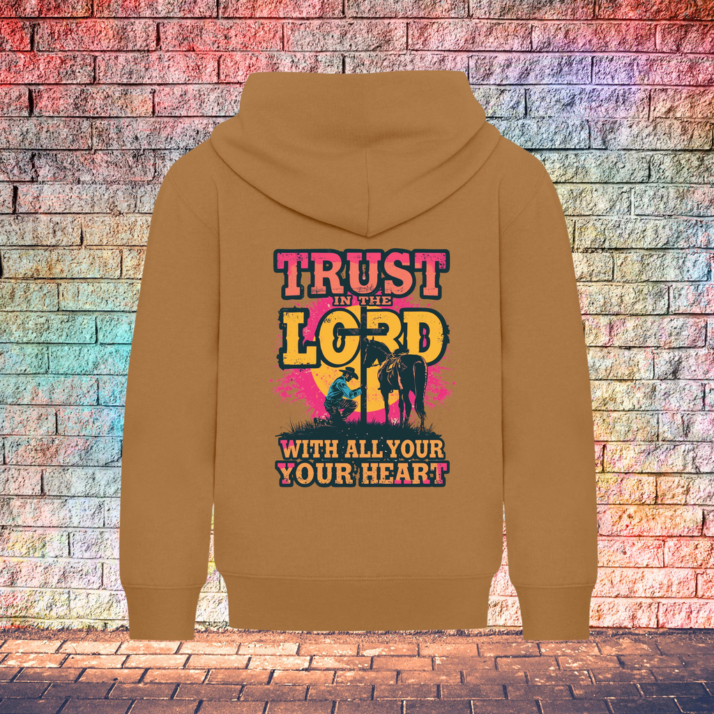 Trust In The Lord With All Your Heart Pink/Yellow - Youth Hoodie