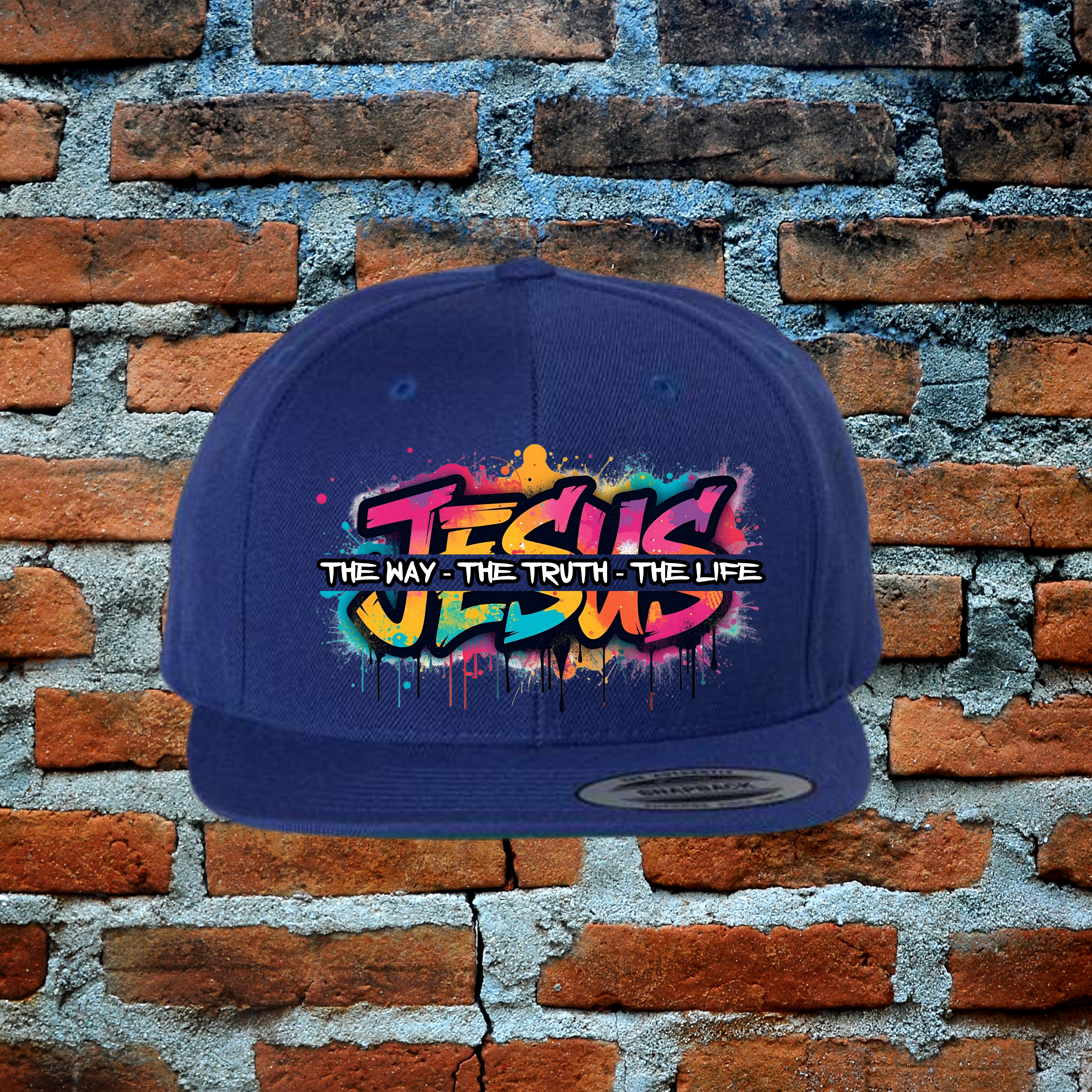 Jesus The Way The Truth The Life - Snapback Flat Brim Hat