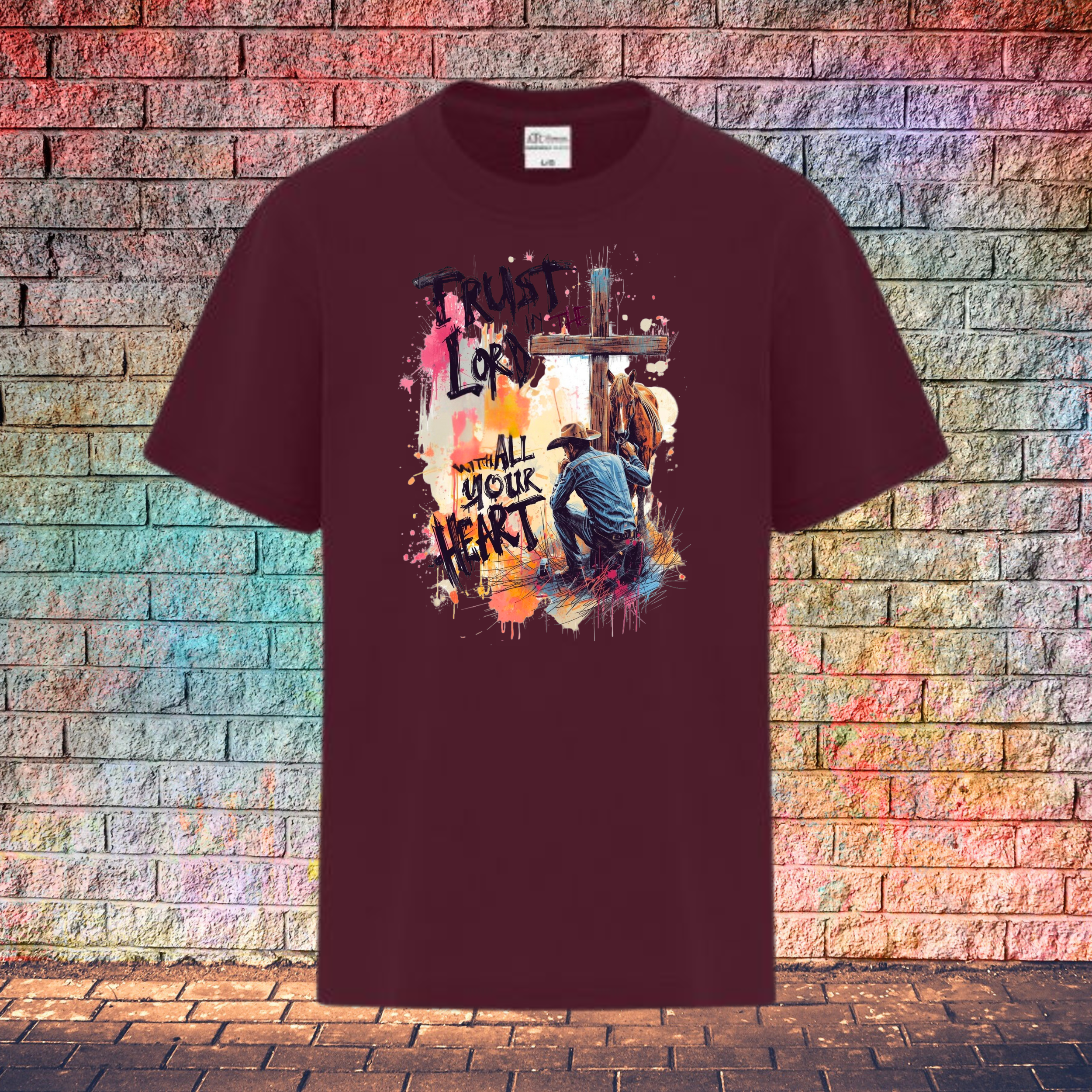 Trust In The Lord With All Your Heart / String Letters - Youth T-Shirt