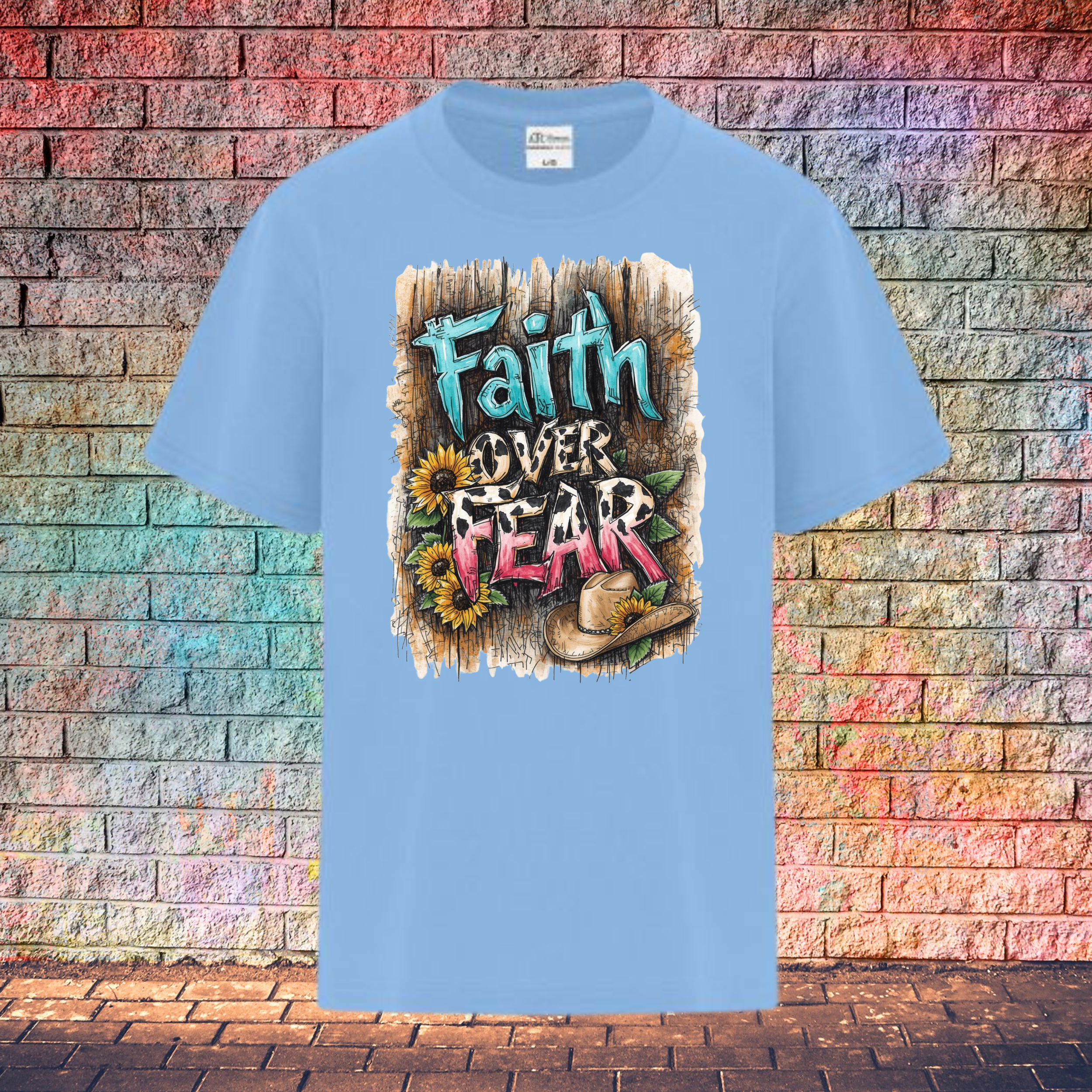 Faith Over Fear / Barn Wood Background - Youth T-Shirt