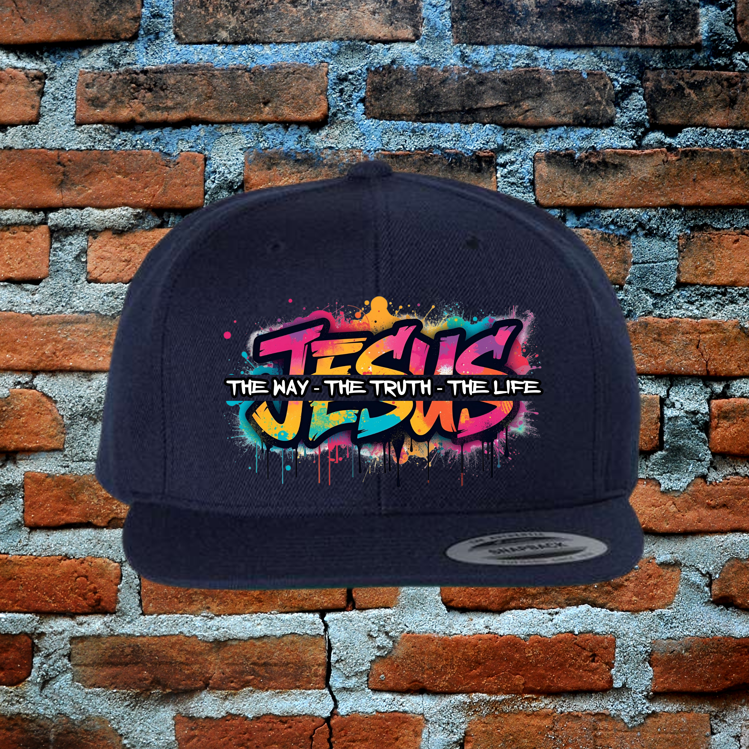 Jesus The Way The Truth The Life - Snapback Flat Brim Hat
