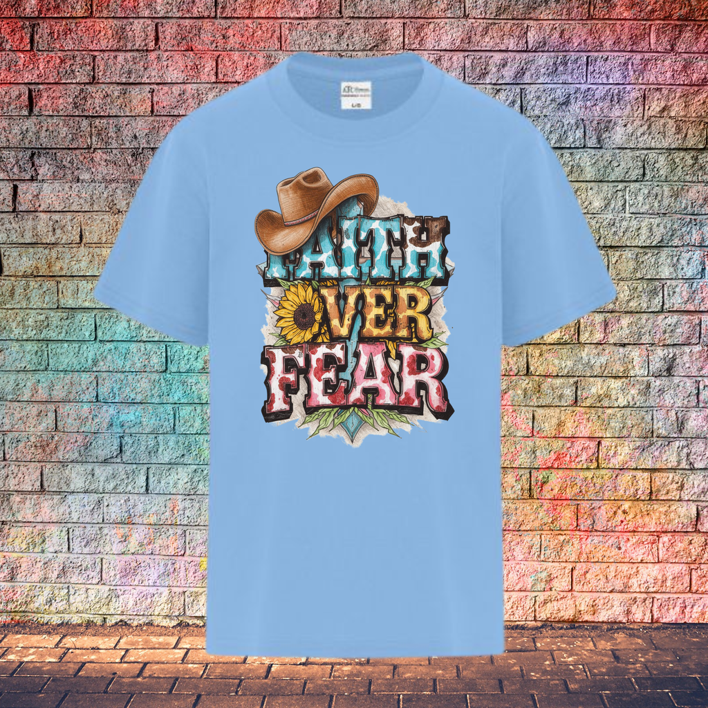 Faith Over Fear / Cowboy Hat Top Left - Youth T-Shirt