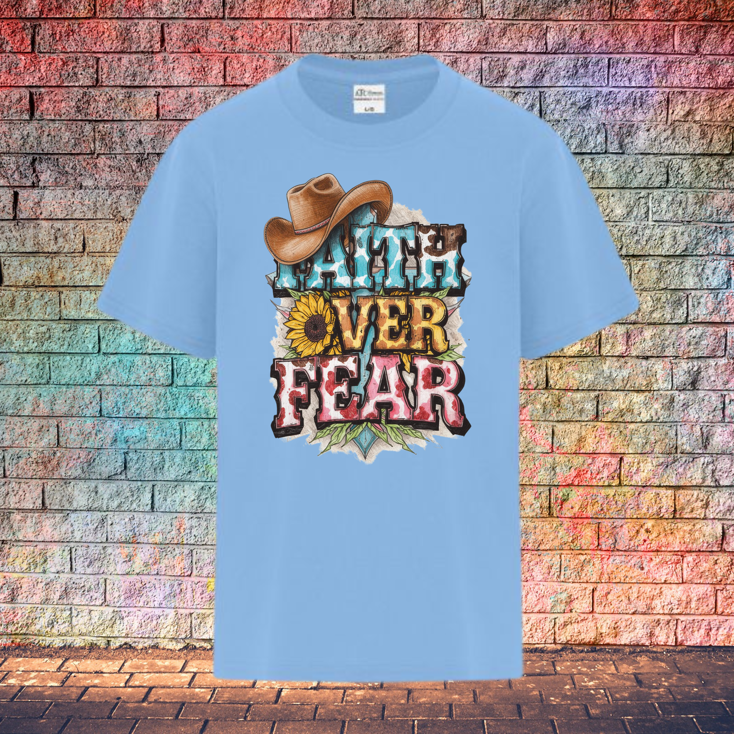 Faith Over Fear / Cowboy Hat Top Left - Youth T-Shirt