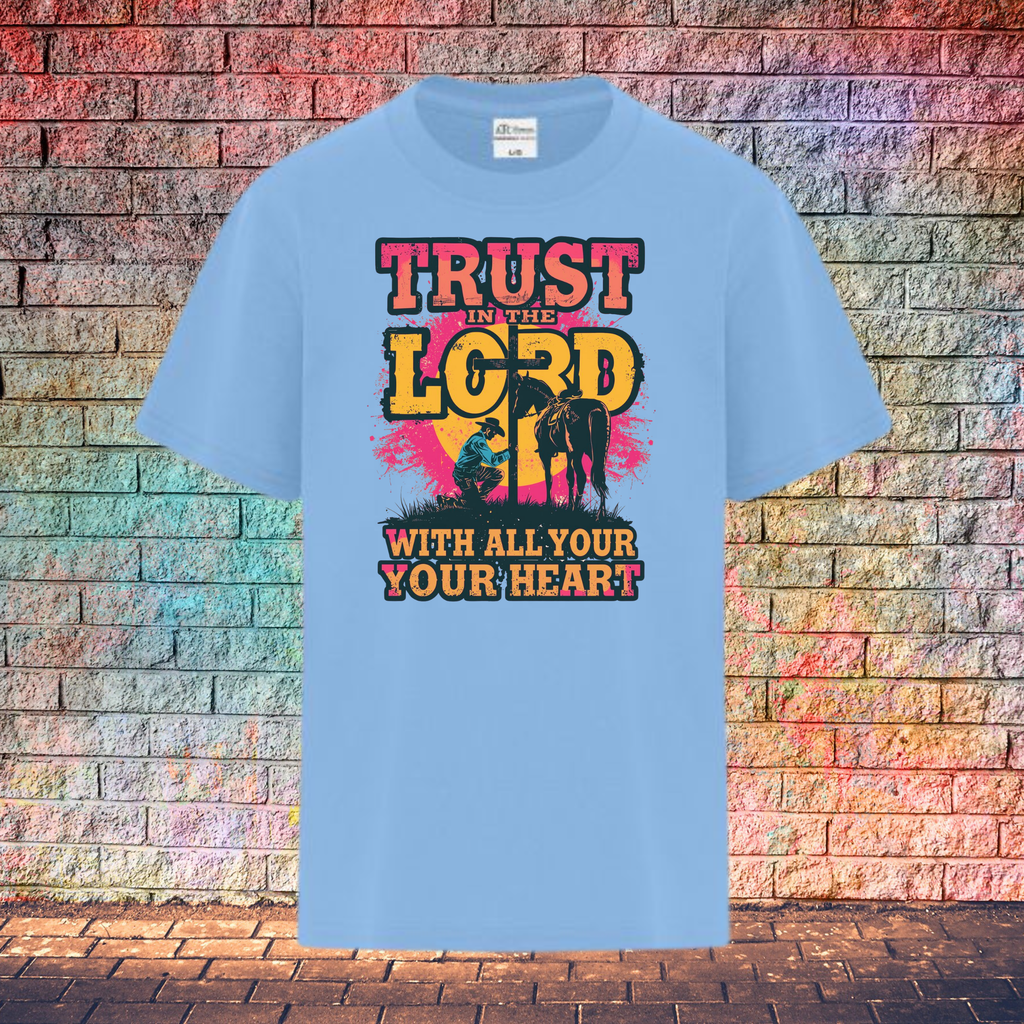 Trust In The Lord With All Your Heart / Pink and Yellow - Youth T-Shirt