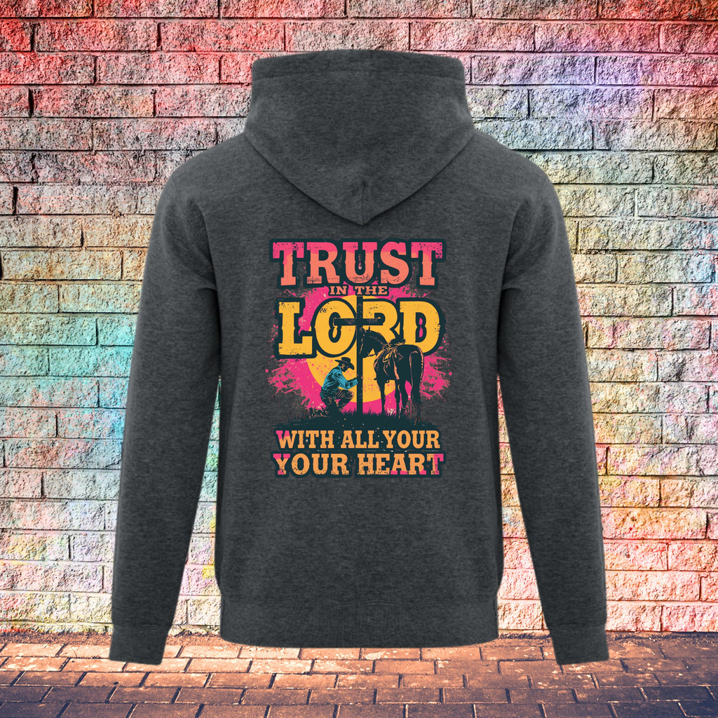 Trust In The Lord With All Your Heart Pink/Yellow - Youth Hoodie