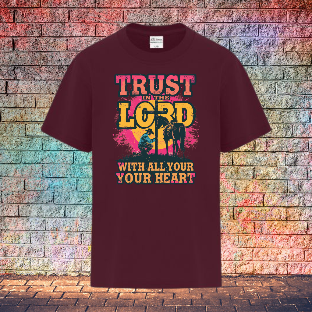 Trust In The Lord With All Your Heart / Pink and Yellow - Youth T-Shirt