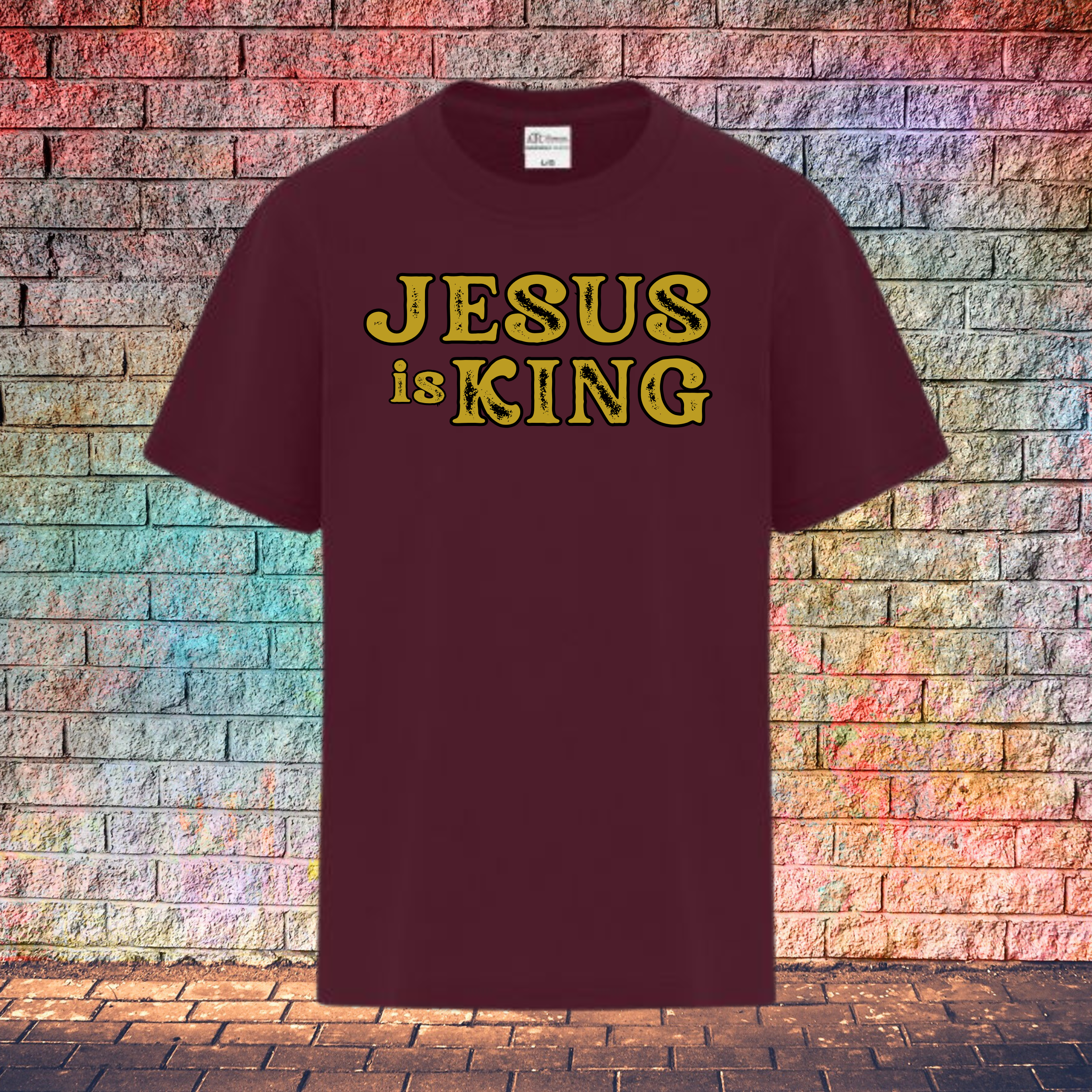 Jesus Is King / Rustic Gold Letters - Youth T-Shirt