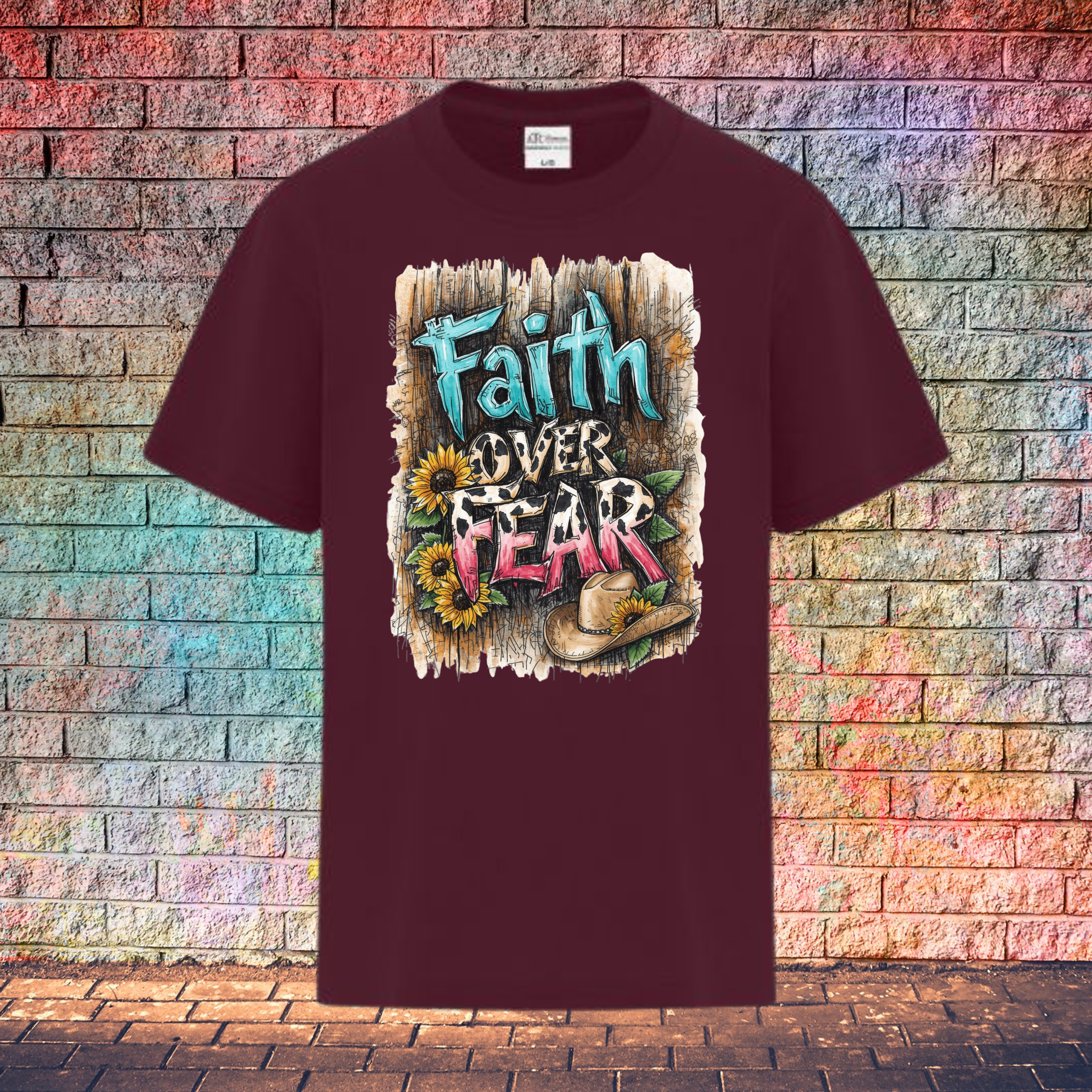 Faith Over Fear / Barn Wood Background - Youth T-Shirt
