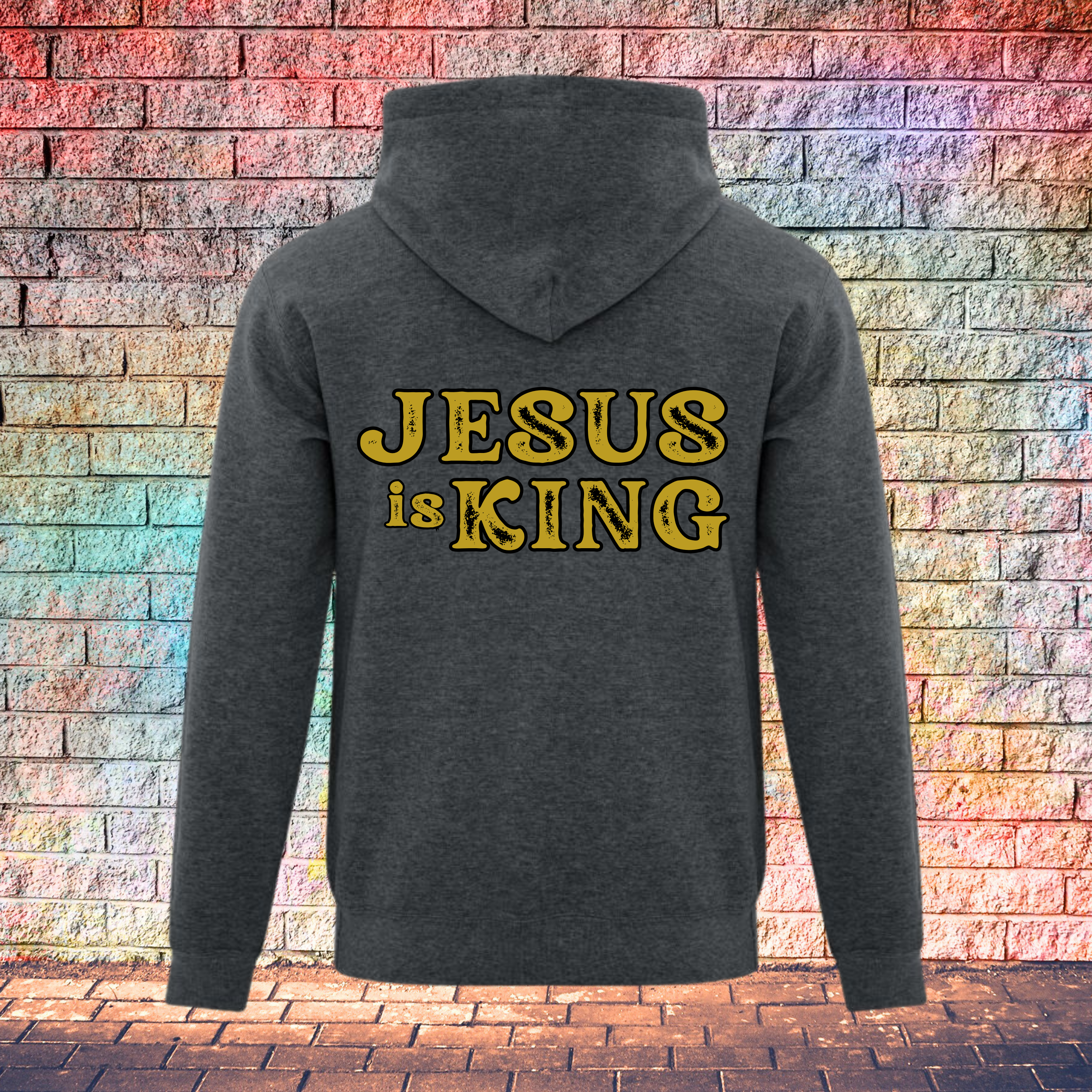 Jesus Is King Rustic Gold Letters - Youth Hoodie