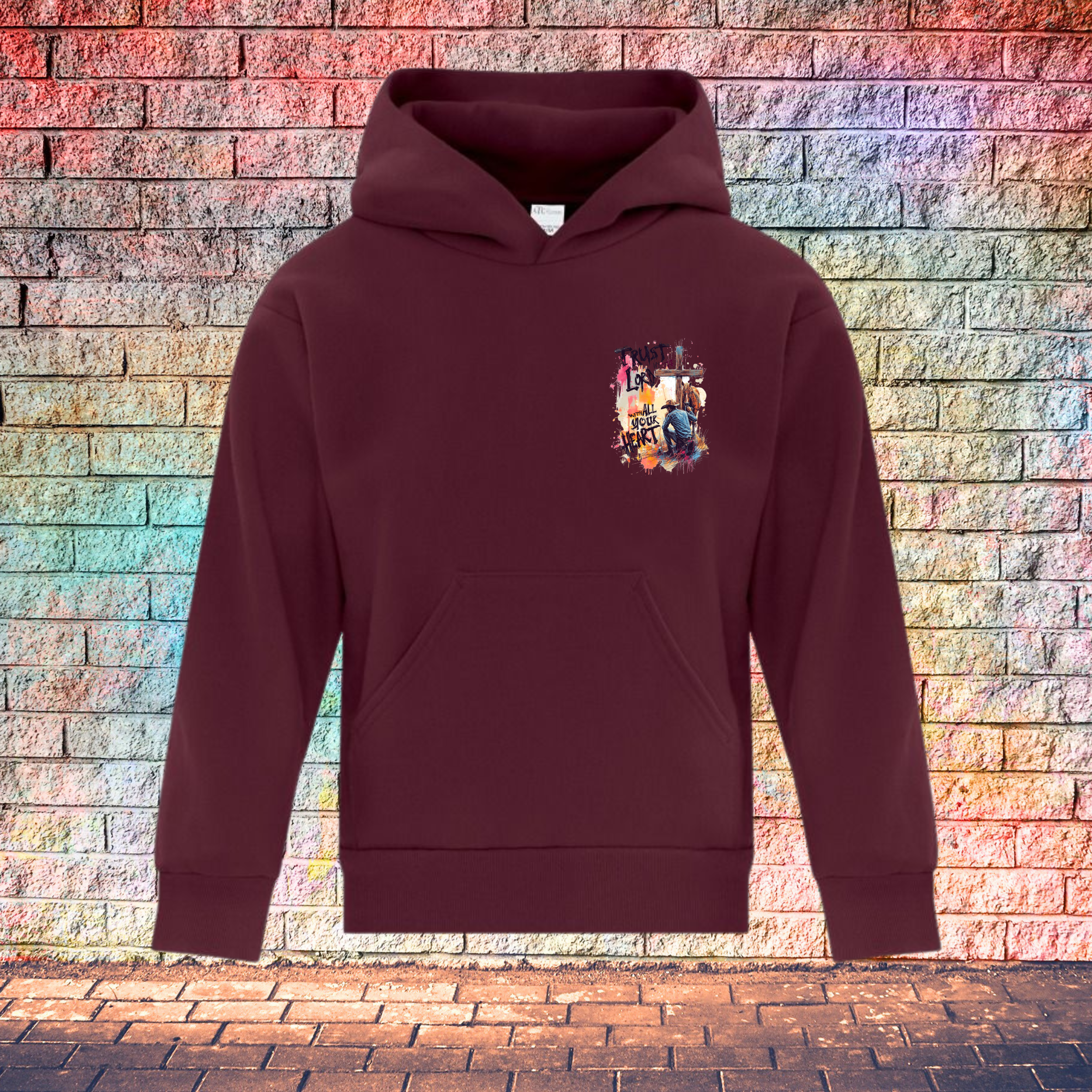 Trust In The Lord With All Your Heart / String Letters - Youth Hoodie