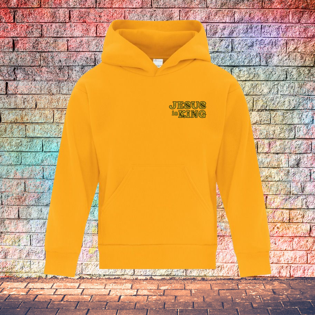 Jesus Is King Rustic Gold Letters - Youth Hoodie