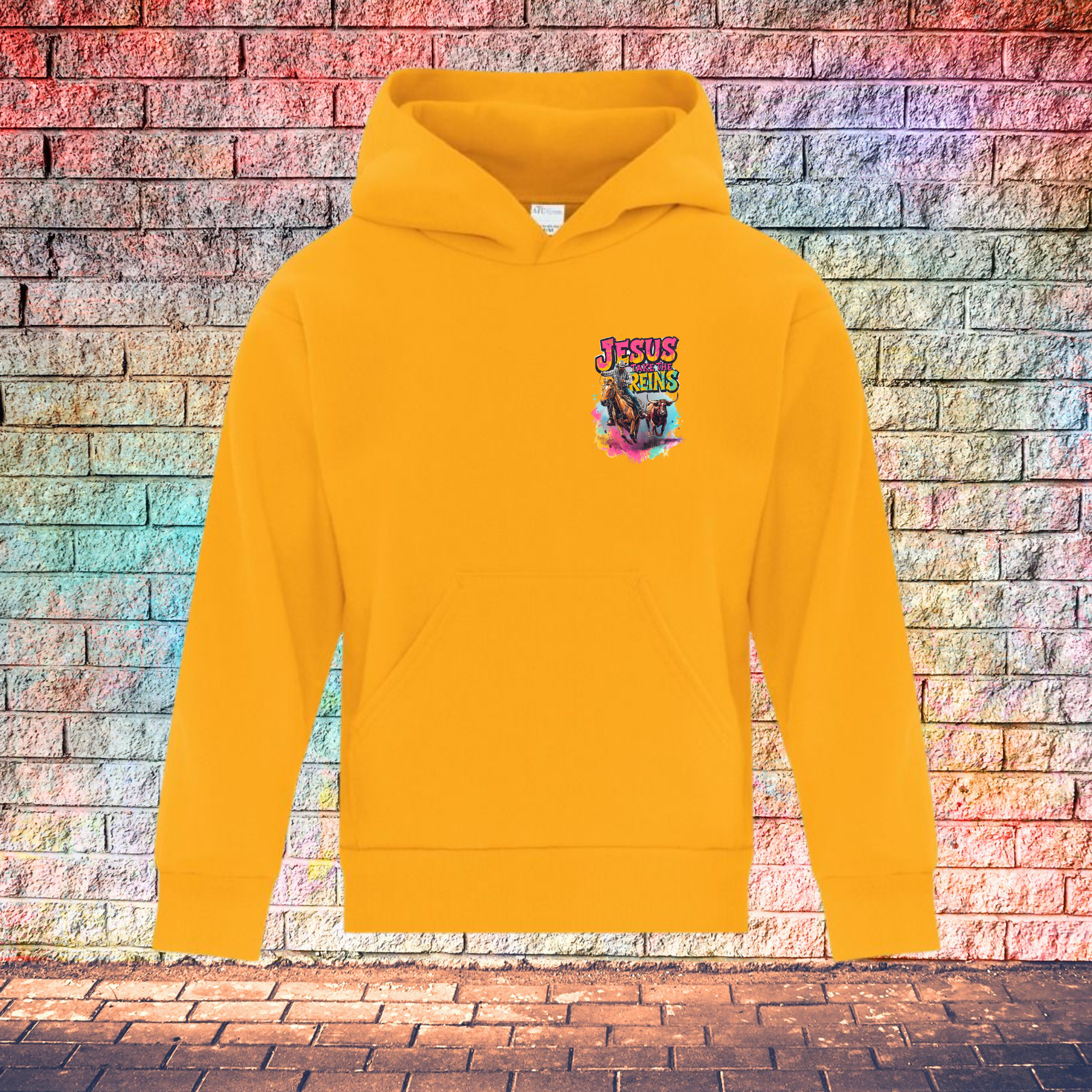 Jesus Take The Reins / Cowboy and Bull - Youth Hoodie