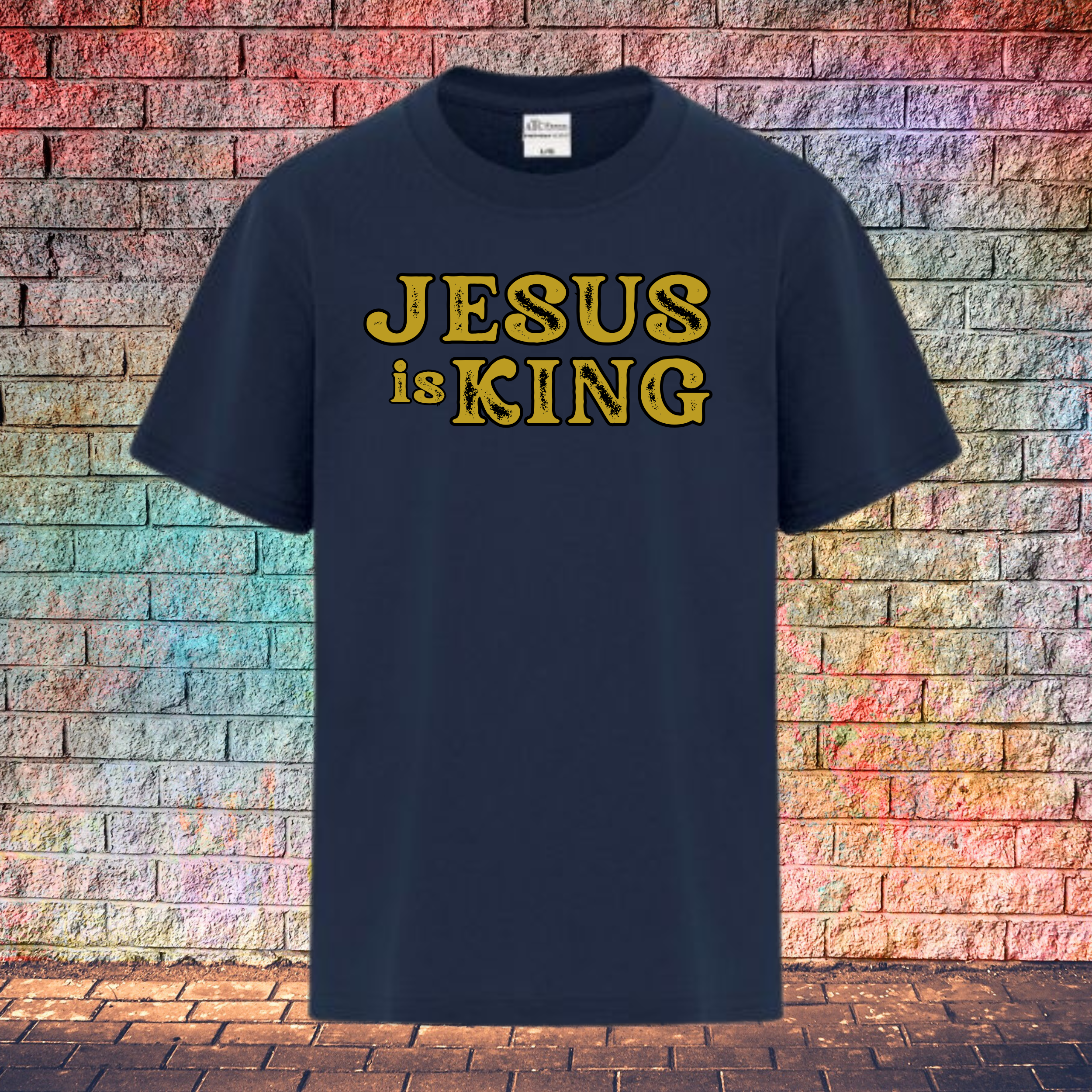Jesus Is King / Rustic Gold Letters - Youth T-Shirt