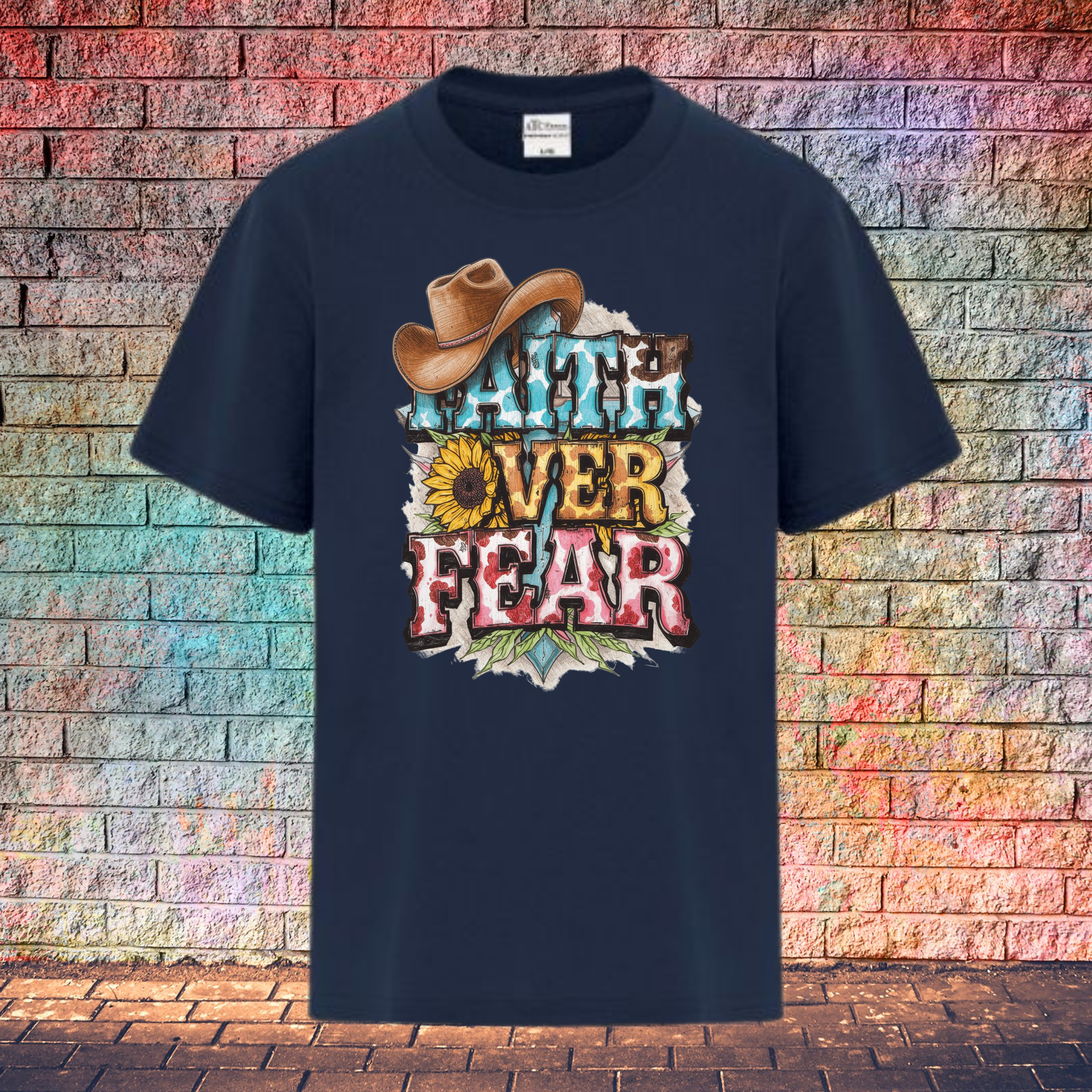 Faith Over Fear / Cowboy Hat Top Left - Youth T-Shirt