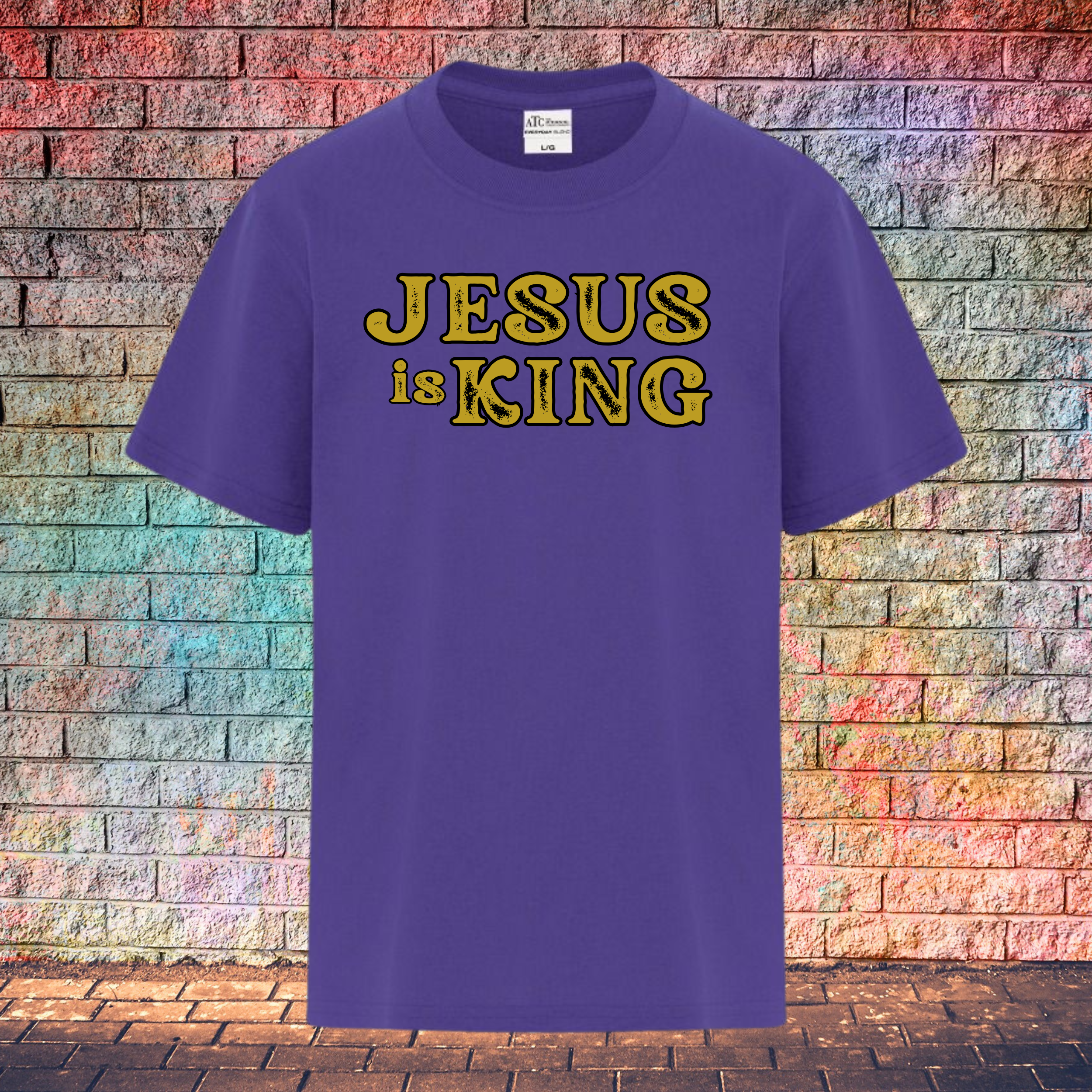 Jesus Is King / Rustic Gold Letters - Youth T-Shirt