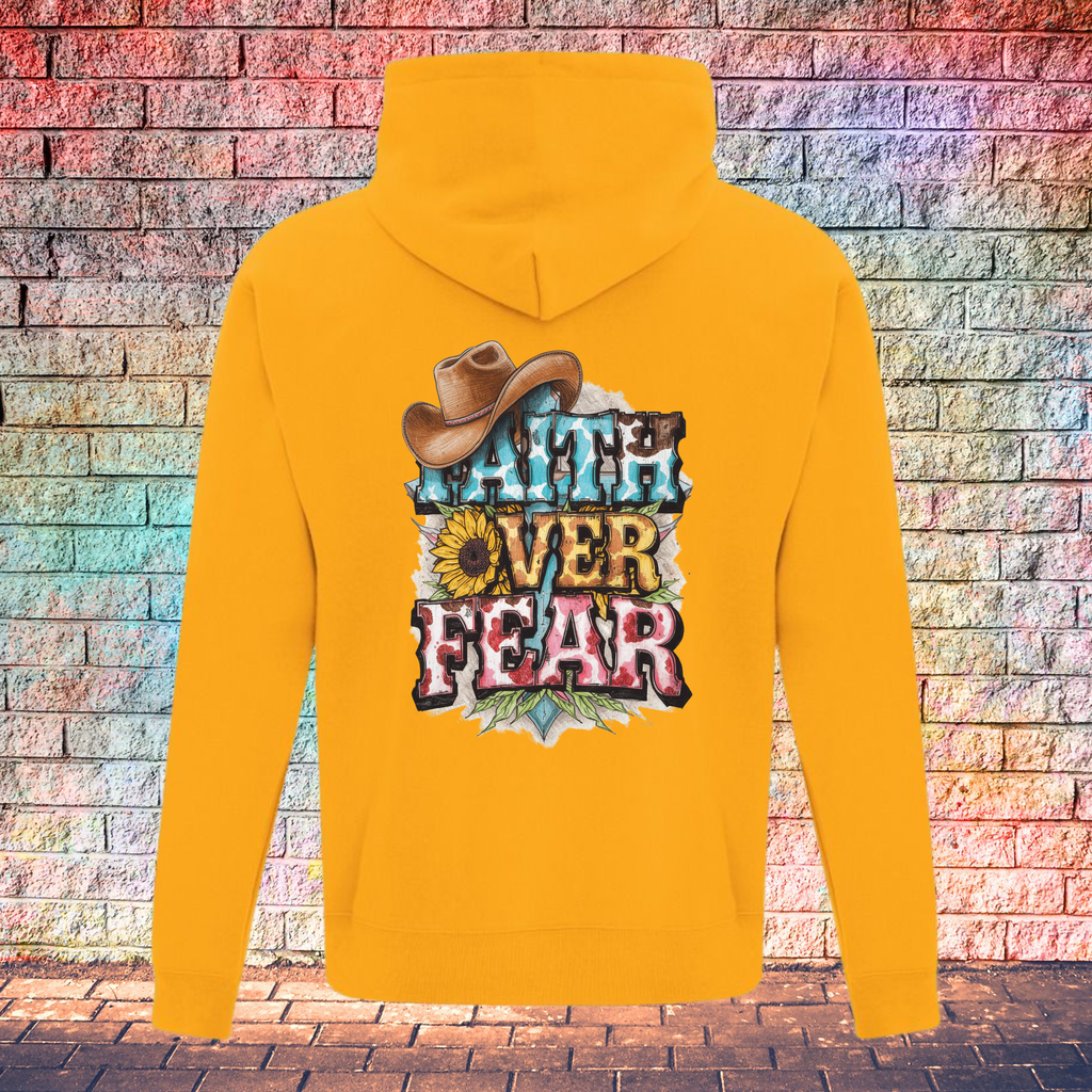 Faith Over Fear Cowboy Hat Left Side - Youth Hoodie