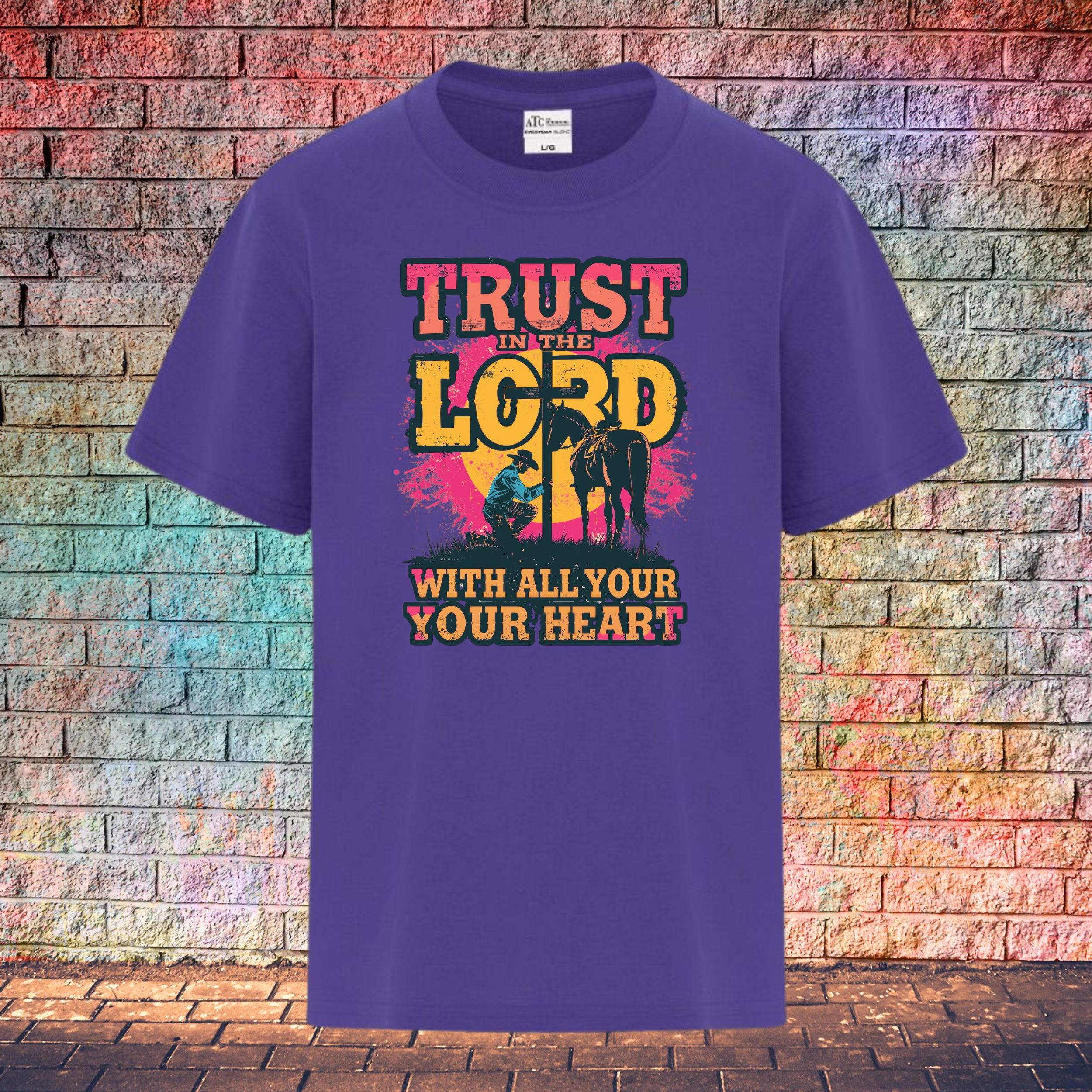 Trust In The Lord With All Your Heart / Pink and Yellow - Youth T-Shirt