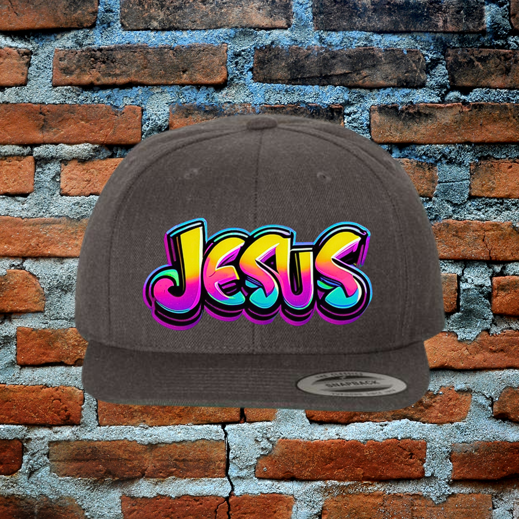 Bold Jesus Snapback Flat Brim Hat