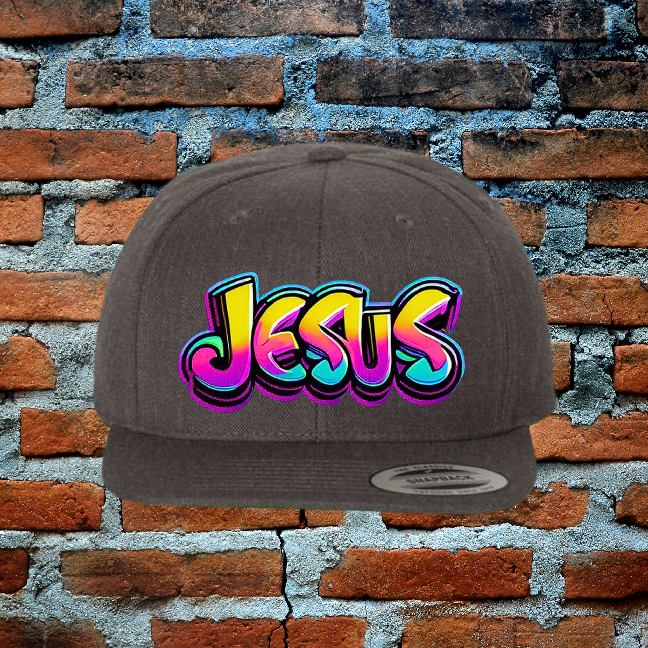 Bold Jesus Snapback Flat Brim Hat