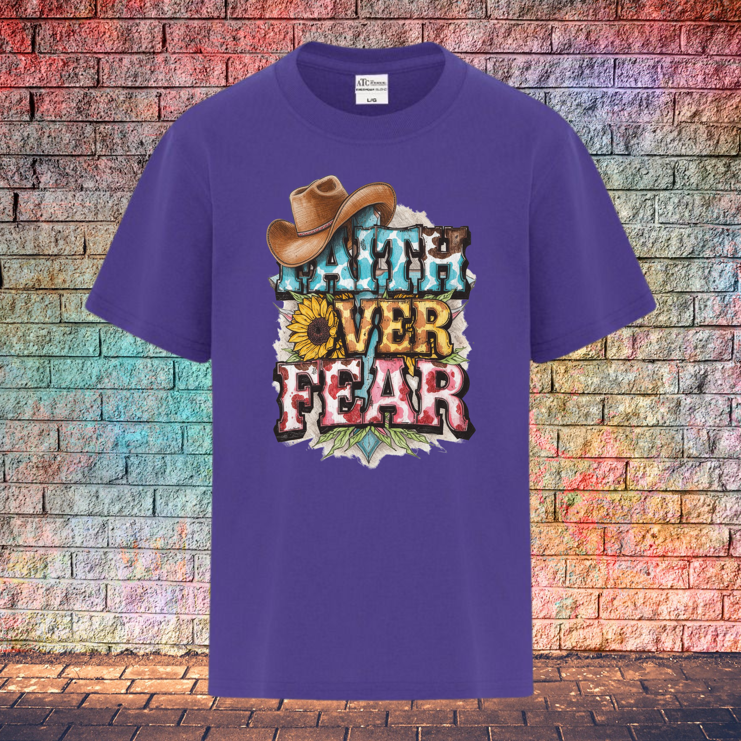 Faith Over Fear / Cowboy Hat Top Left - Youth T-Shirt