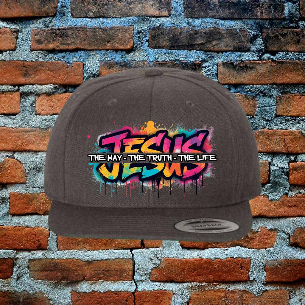 Jesus The Way The Truth The Life - Snapback Flat Brim Hat