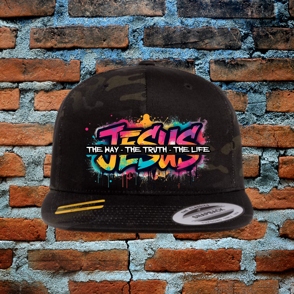 Jesus The Way The Truth The Life - Snapback Flat Brim Hat
