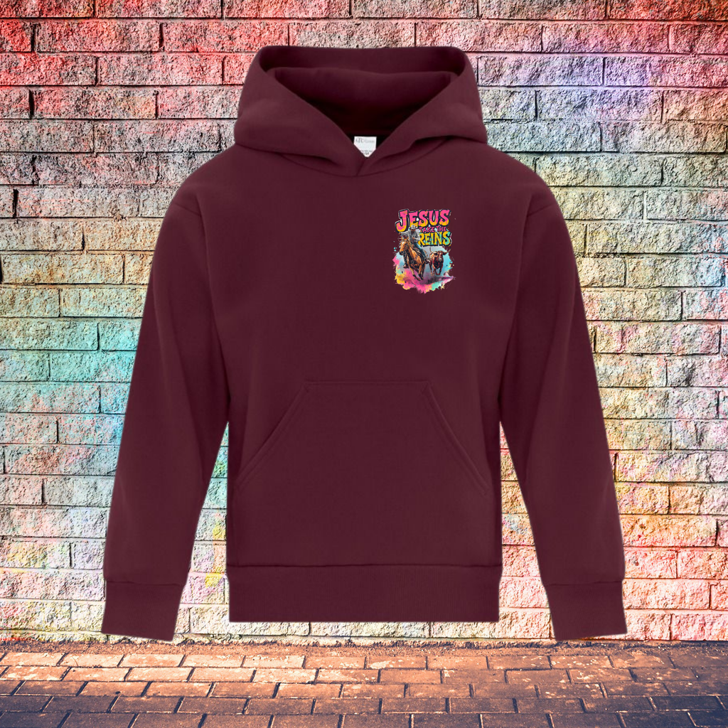 Jesus Take The Reins / Cowboy and Bull - Youth Hoodie