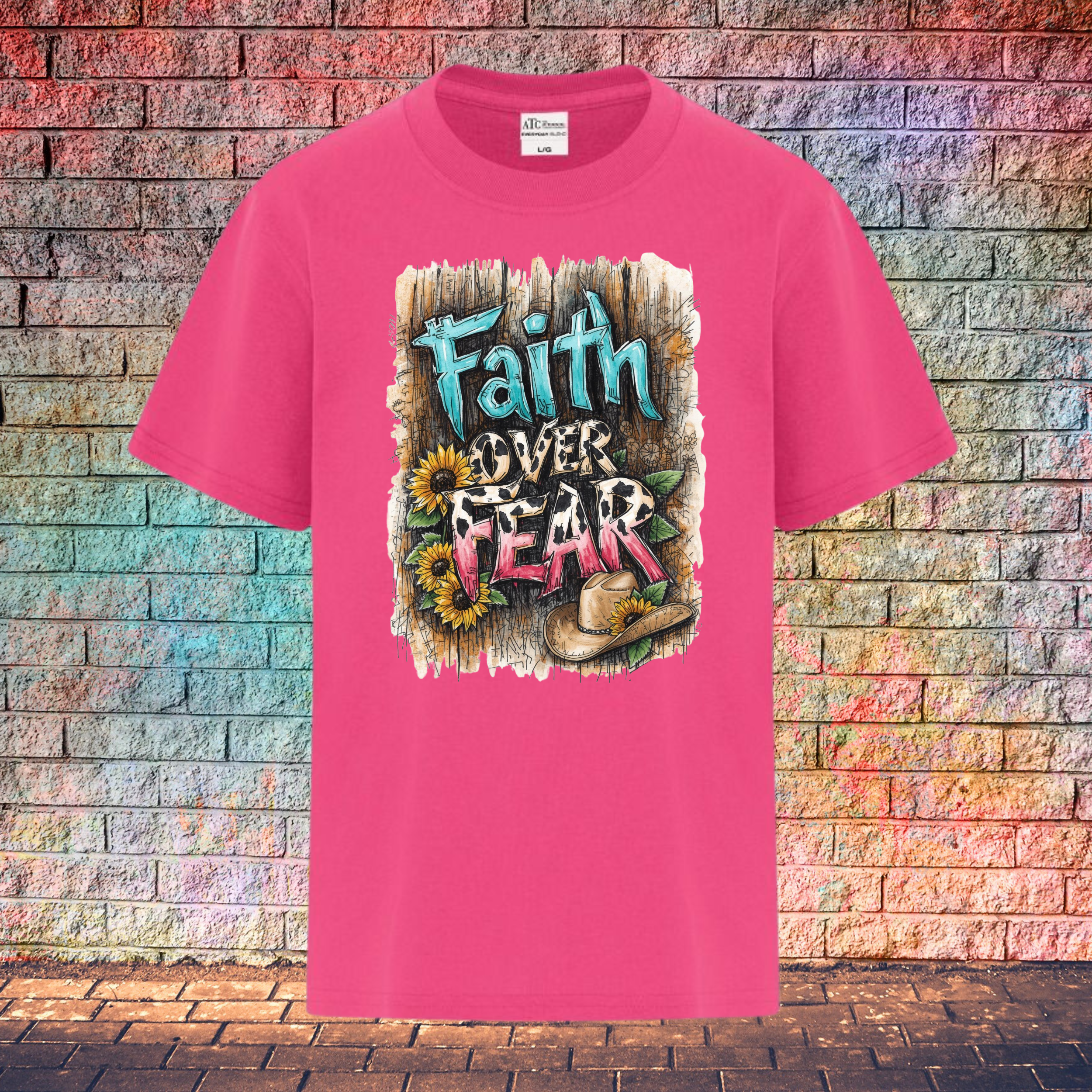 Faith Over Fear / Barn Wood Background - Youth T-Shirt