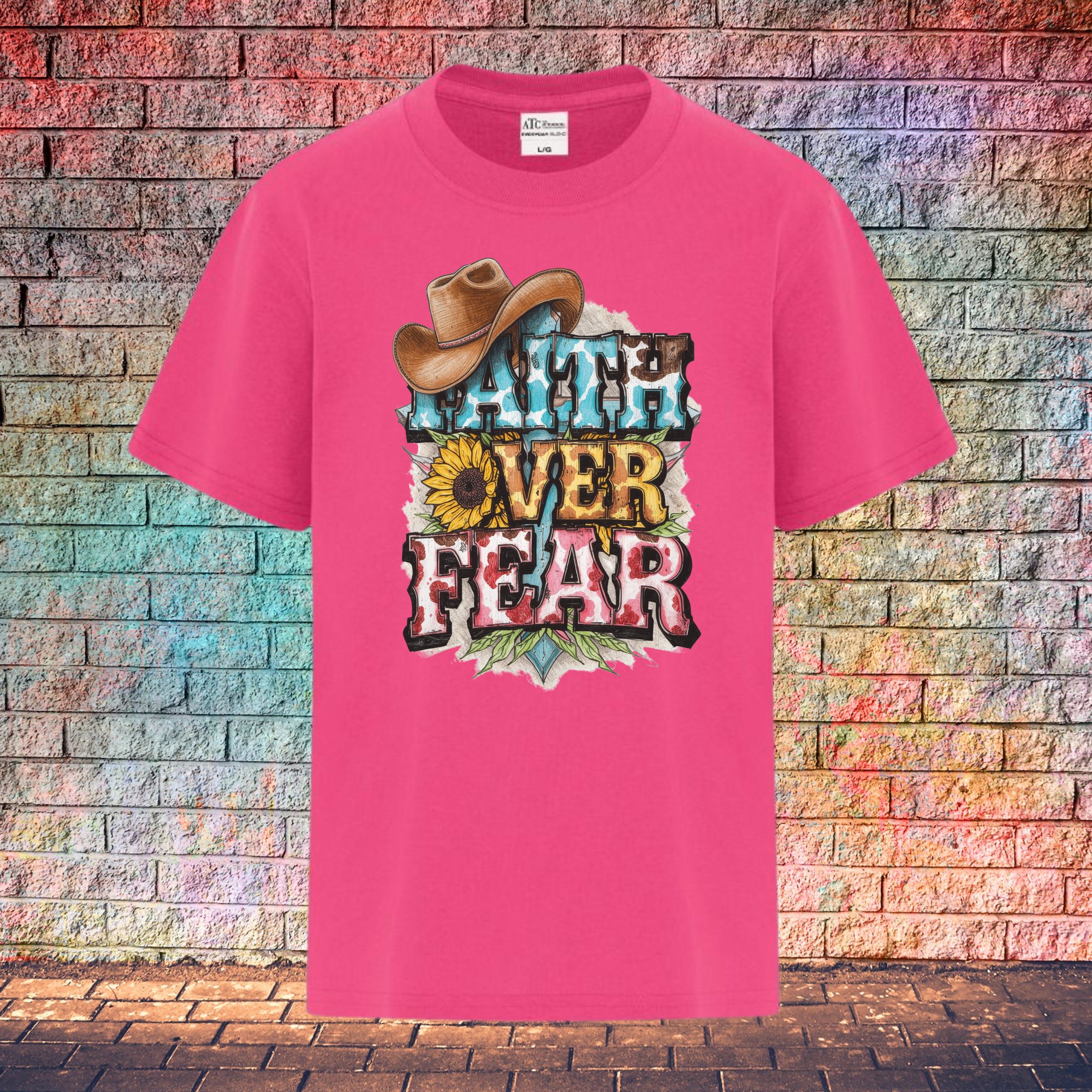 Faith Over Fear / Cowboy Hat Top Left - Youth T-Shirt