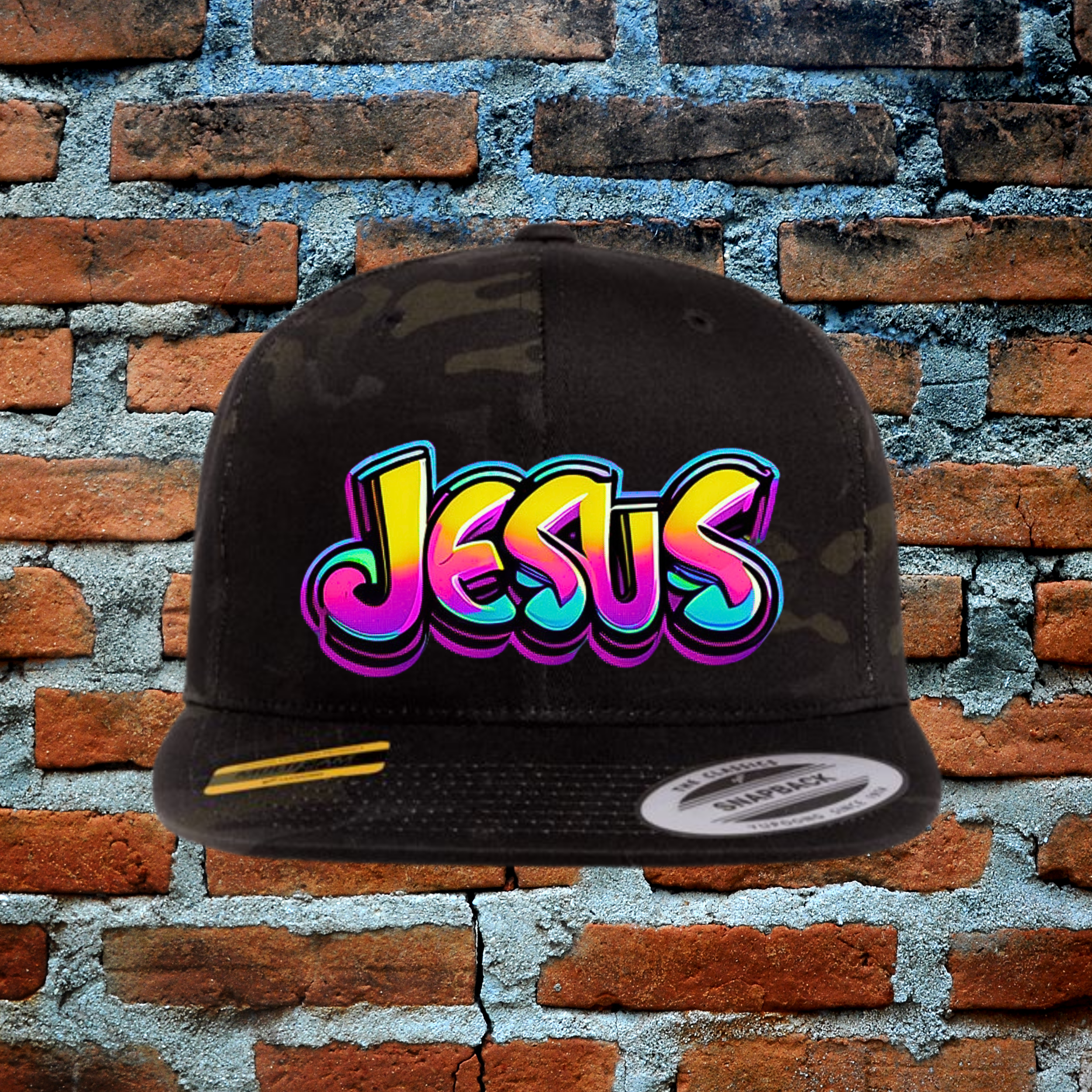 Bold Jesus Snapback Flat Brim Hat
